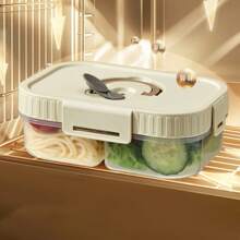 Large Capacity Transparent Plastic Compartment Lunch Box With Handle, Portable Sealed Leak Proof Bento Box, Multi Grids Fruit Salad Lunch Container, Microwave Heated Divided Food Storage Box, Suitable For Student And Adult Use In School, Office, Outdoor Camping, Picnic, Travel