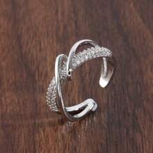 1 pieza Anillo de extremo abierto con diseño único de cruce elegante y minimalista, adecuado para uso diario