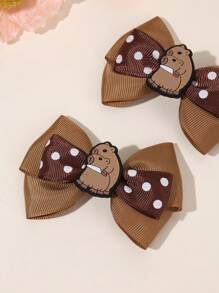 2 Stücke süße Capybara Haarclips für Mädchen, kaffeefarbe Haarspangen für den Alltag, Schleifenharaccessoires, flache Krallenclips, Haarspangen, Haarklammern