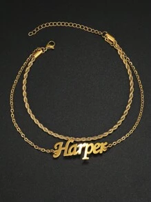 1 Stück personalisiertes, individuell bedrucktes 18K Edelstahl Fußkettchen für Frauen, zierlicher Schmuck für Sommer, Strand und Alltag, Geburtstagsgeschenk, Jahrestag, Muttertag, Valentinstag, Weihnachten, Thanksgiving Geschenk für Mutter, Schwester, Freundin, gute Freundin, Lehrerin