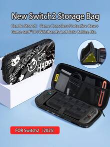 1pc Game Console Carrying Case With Lanyard, Compatible With New Switch 2 (2025) NS2 Console, Includes Hard Shell Protective Cover, Built-In Stand, Space For 10 Game Cards, Portable Travel, Anti-Drop & Impact Resistant Game Cartridge And Accessories Case - Multicolor - View 20