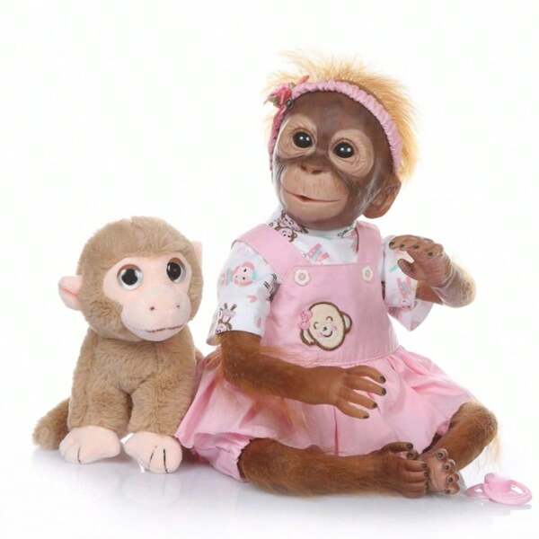 20-Zoll weiche Silikon Reborn Affenpuppe, Kuschel Begleiter für Kinder, lebensähnliche Vinyl Neugeborene Real Reborn geeignet als großes Geschenk
