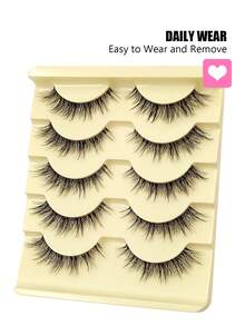 Asiteo 5 Pairs Spiky Manga Lashes - Anime Cosplay False Eyelashes, Natural Look With Clear Band, Doll Eye Style, Reusable, Suitable For Beginners - Lông mi Manga nhọn - Xem 6