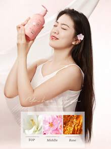 1PC 500ML樱花香氛丝滑沐浴露持久留香温和不刺激水嫩透亮控油除螨持久留香沐浴露