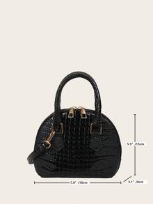 经典百搭时尚鳄鱼纹手提包，女士斜挎包/单肩包，简约皮革手提包/邮差包，圆顶提手手提包，配有可调节肩带，通勤公文包/斜挎包 - 彩色 - 查看 7