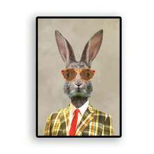 1/3 piezas Póster de pintura en lienzo con ilustración de animales de moda como gato, perro, conejo, elefante, arte de pared divertido y lindo para decoración del hogar en la sala de estar