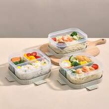 Large Capacity Transparent Plastic Compartment Lunch Box With Handle, Portable Sealed Leak Proof Bento Box, Multi Grids Fruit Salad Lunch Container, Microwave Heated Divided Food Storage Box, Suitable For Student And Adult Use In School, Office, Outdoor Camping, Picnic, Travel