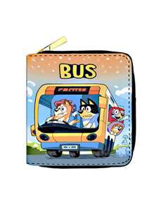 Bluey 1Pc Bluey Cartoon Cute Wallet Card Bag Coin Wallet Short Zipper Wallet Coin Purse Multiple Card Slots Birthday Party Gift Change Storage(Some Parts May Be Random)
