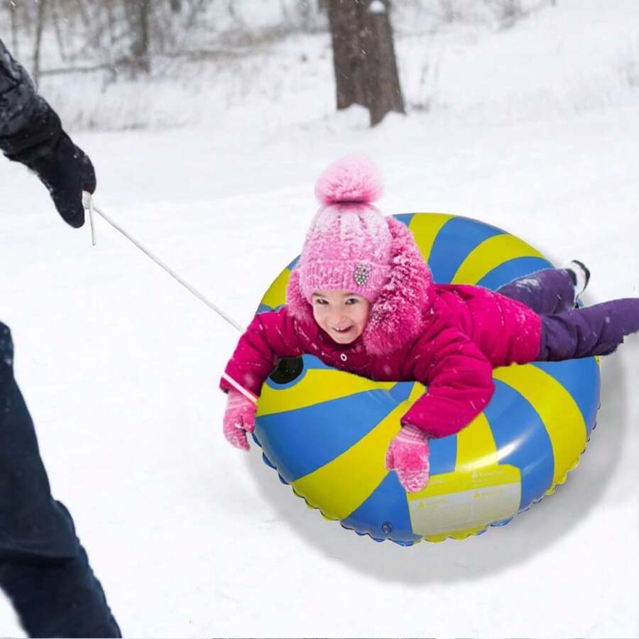 1 pezzo Slitta da neve con maniglia, anti-ribaltamento, slitta da sci in PVC rinforzato resistente al freddo, slitta da neve per 2 persone, giocattolo da neve, interazione genitore-figlio, articolo per attività ricreativa all'aperto