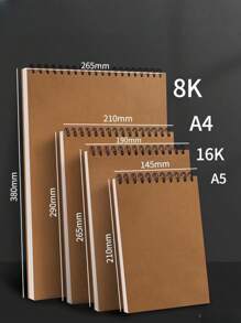 1pc 30 Page Universal Sketchbook, Drawing Book, Art Book, Hand-Drawn Book For Art Students, Blank, Thickened, Coiled Loose-Leaf, Hard Shell, Top-Flip School Supplies, Back To School