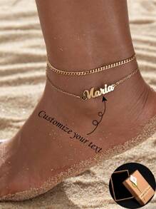 1 Stück personalisiertes, individuell bedrucktes 18K Edelstahl Fußkettchen für Frauen, zierlicher Schmuck für Sommer, Strand und Alltag, Geburtstagsgeschenk, Jahrestag, Muttertag, Valentinstag, Weihnachten, Thanksgiving Geschenk für Mutter, Schwester, Freundin, gute Freundin, Lehrerin