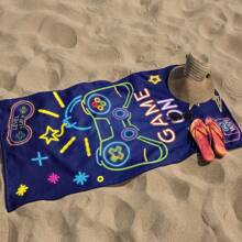 1pc Large Size Microfiber Game Console Pattern Design Beach Towel, Beach Towel, Soft And Comfortable, Holiday Gift, Vacation Must Have, Gift For Son Daughter