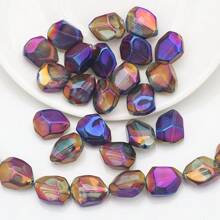 20 piezas de cuentas de vidrio facetadas irregulares de 12*16mm con agujero central, en colores chapados, accesorios de joyería artesanal DIY, adornos para teléfonos, llaveros, decoración de autos