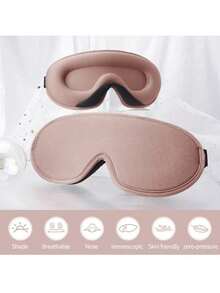 1PC Silk Sleep Mask For Women Men - Soft & Smooth Eye Cover For Travel, Night Rest, Relaxation, Blindfold Sleeping Aid, Blackout Shade For Deep Sleep - Pink - View 3