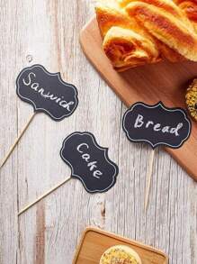 50pcs/Set Mini Blank Chalkboard Cheese Picks, Paperboard Cupcake Toppers, Food Buffet Label, Message Slate, Business Card Holder, Memo Label, Brand Number Table Price For Home, Restaurant, Party Signs, Dessert, Cake Toothpick, Wedding Party (Random Style)