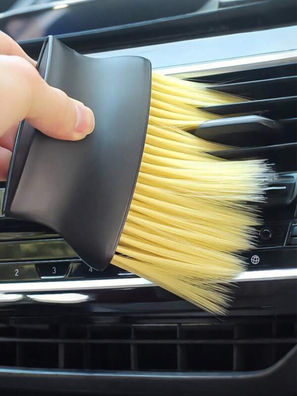 Cepillo de detallado premium para automóvil, cepillo de doble cabeza para el interior del automóvil, cerdas suaves amarillas y duras negras, cerdas extra suaves, limpieza suave, mango negro ergonómico, perfecto para quitar el polvo del interior del automóvil, limpieza profunda de áreas de difícil acceso, para el aire acondicionado, el tablero, los botones, sin requerir energía, herramienta de limpieza de automóviles, accesorios de cuidado del automóvil imprescindibles, accesorios de limpieza del automóvil, accesorios de automóvil, artículos esenciales del automóvil, herramientas de eliminación de polvo para el hogar