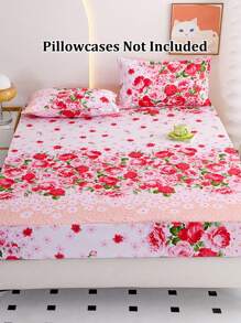 1pc Soft & Pretty Floral Pattern Fitted Sheet, Bedding, Breathable Home Use Children Fitted Sheet, Soft Fitted Sheet For Single Bed, Bedroom, Boys & Girls, All Seasons