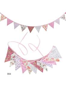12pcs/Set Fabric Triangle Pennant Banner, Suitable For Birthday Party, Wedding, Bridal Shower, Outdoor And Home Decor - Multicolor - View 7