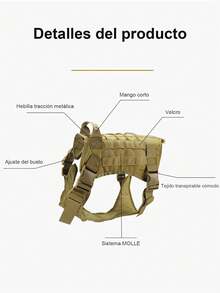 Arnés Táctico Para Perros Con Asa, Ajustable Correa Transpirable y Cómodo, Adecuado Para Perros Medianos y Grandes - Verde militar - Ver 3