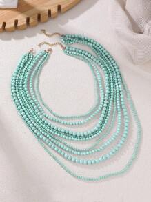 Colar vintage grande de acrílico marrom com cascata, feito à mão, 1 peça, colar casual em camadas para mulheres