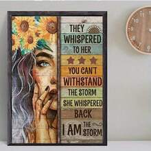 成人 DIY 钻石画套装，5D 钻石艺术向日葵女人帆布墙饰，礼物