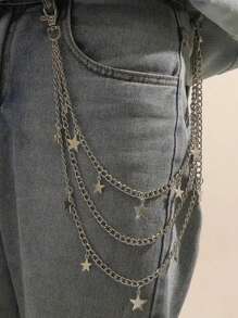 1 Stück Punk-Stil minimalistischer, vielseitiger Pentagramm-Anhänger mit Quaste, Mehrschicht-Taillenkette/Hosenträger, geeignet für den täglichen Gebrauch von Männern und als Streetstyle-Accessoire