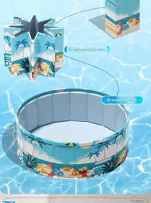 حمام سباحة دائري للعائلة بطراز استوائي - مصنوع من البولي فينيل كلورايد متين ، بدون حاجة للنفخ ، قابل للطي للتخزين السهل ، مثالي لحفلات الحديقة والأنشطة الداخلية ، بتصميم أشجار النخيل الزرقاء ، حمام سباحة للترفيه ، تأثيرات صيفية ، حمام سباحة متين من البولي فينيل كلورايد، طفايات حمام السباحة