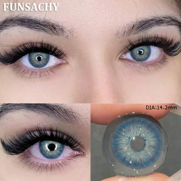 2 piezas de lentes de contacto de color gris-marrón de la marca FUNSACHY, lentes de contacto anuales suaves para maquillaje de ojos cosméticos