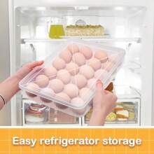 带盖保鲜鸡蛋盒，可堆叠透明塑料鸡蛋容器，可重复使用鸡蛋托盘，9.1“X12.2”（1 包，可容纳 24 个鸡蛋）