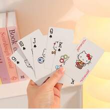 官方 Sanrio Hello Kitty 可爱卡通扑克牌，有趣的休闲桌面游戏卡，适合家庭、朋友聚会、放松，可爱的卡哇伊设计，便携式收藏 IP 授权棋盘游戏，适合聚会和聚会 - 淡紫色 - 查看 5