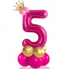 14 件桃红色气球柱套装，包括铝箔数字气球和乳胶气球，非常适合生日、周年纪念、毕业典礼、婚礼、情人节和母亲节装饰。圣诞节 - 玫紅色 - 查看 10