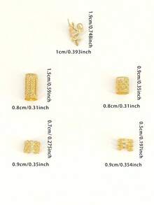 New Year New Style 50-Piece Set Retro Bohemian Style Alloy Hair Ties New Set - Hollow Round Hair Accessories, Suitable For Christmas Styling For Women And Girls, Elegant Solid Color Hair Accessories, Can Be Used For Braiding And DIY Hairstyle Design, Valentine's Day Gift For Girlfriend Or Best Friend - Vàng - Xem 3