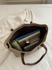 女士时尚百搭手提包，适合日常通勤 - 棕色 - 查看 8