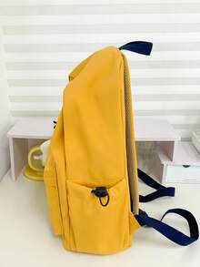 Fashionable Solid Color Versatile Large Capacity Multi-Pocket Casual Travel Backpack For Women, Handheld With Pendant Decoration, Suitable For Students - Yellow - View 8