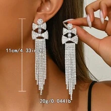 1 par de pendientes largos de gargantilla vintage franceses con cristales y borlas, adecuados para uso formal y fiestas