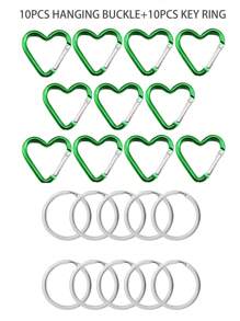 10 pièces/20 pièces Porte-clés pince en forme de cœur en alliage d'aluminium, clips pression en forme de cœur avec anneau porte-clés pour usage extérieur, voyage, promenade, hamac, laisse pour chien, porte-bouteille d'eau, fournitures, rose