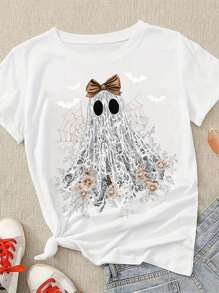 Halloween Cute Lace Ghost Boo DIY Iron-On Heat Transfer Sticker Decal Patch, Suitable For T-Shirts, Sweatshirts, Pillowcases, Fabric, Canvas Bags And Clothing Decoration, Holiday Party Decor, Handmade, 10inch