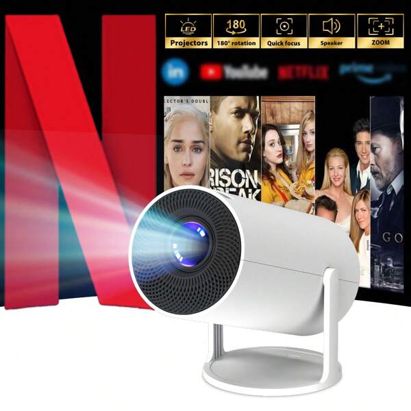 Projektor [Nowy ulepszony] Przenośny inteligentny projektor 1080P, odpowiedni do kina domowego i na kemping, do użytku wewnątrz i w biurze, do montażu na biurku - idealny prezent na Boże Narodzenie i Walentynki, kompatybilny z USB, AV, smartfonem, tabletem itp., umożliwiający łatwe stworzenie prywatnego kina i wygodnego środowiska pracy