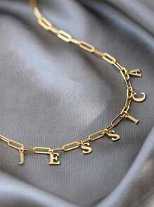 Collar personalizado con inicial de nombre en forma de gota de óleo de colores, collar de acero inoxidable con piedra natal, collar con dije de clip de papel, regalo para ella en Navidad/Día de San Valentín