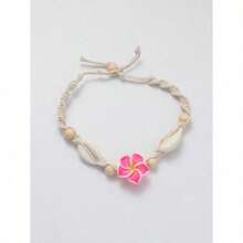 1 New Bohemian Anklet Beach Anklet Handwoven Polymer Clay Flower Sea Shell Anklet Anklet Accessory - 黃色 - 查看 3