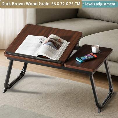 WEIQILE Laptop Desk, Laptop Bed Table With Foldable Legs And Cup Slot, Wood Grain Series,Bed Desk,Reading Holder Notebook Stand With Adjustable Height Angle,Laptop Bed Tray For Bed Sofa Breakfast Work Study Reading