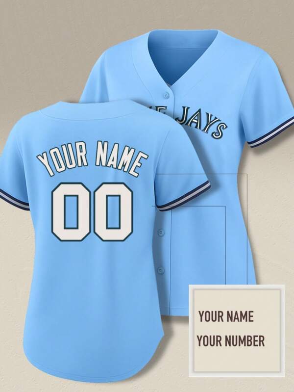 Maglia da baseball personalizzabile per donna - nome della squadra e numero personalizzabili, maglia a V dei Toronto Blue, in poliestere traspirante al 100%, regalo perfetto per mamma, maglia da sport all'aperto, accessori da baseball