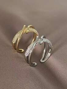 1PC Stainless Steel Light Luxury Minimalist Geometric Open Ring For Women Gold Jewelry- Stylish & Unique DesignRing For Women Teen Girls Valentine's Day Jewelry Gifts