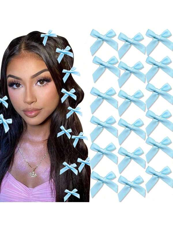 18PCS Hair Bows For Women Hair Ribbon For Hair Small Hair Bows Clips Small Satin Hair Clips Mini Bows Hair Barrettes Hair Accessories For Women Girls ,Flat Claw Clip, Hair Slide, Hair Claws