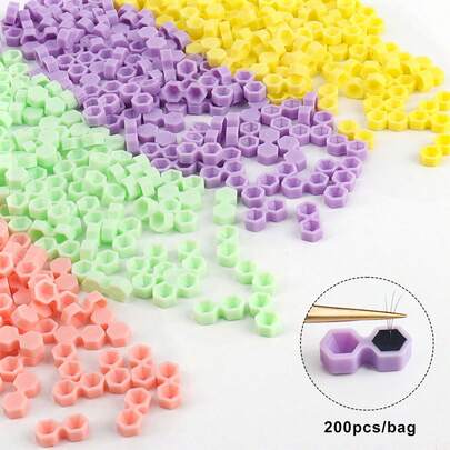 200pcs/Bag Disposable Rubber Bands, Plastic Cup Holders, Diamond Tattoo Pigment, Eyelash Extension Tools, Eyelash Supplies