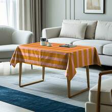 1pc Colorful Striped Tablecloth, 100% Polyester, Rectangular, Suitable For Spring/Summer Farmhouse Dining Room Decor, Great For Kitchen, Outdoor, Picnic, Holiday Party, With Temporary Water-Resistant Effect, Nice Gift Choice - Multicolor - View 17