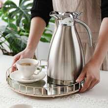 1PC Stainless Steel Vacuum Insulated Water Bottle, Household Large-Capacity Cold Water Thermos Bottle, 2L European-Style Coffee Pot, Milk Tea Pot, Essential Water Bottle For Home And Camping, 24-Hour Insulation