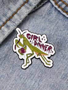 1 件装卡通英文名言螳螂胸针徽章服装背包配饰别针