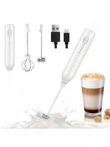 1 pezzo Montalatte elettrico 2 in 1, a mano con frusta in acciaio inossidabile e separatore di tuorlo d'uovo - ricaricabile USB, montatore di latte a 3 velocità regolabili, mini frullatore, miscelatore per bevande per caffè, latte, cappuccino, torte, cioccolata calda | Portatile, può montare panna, sbattere uova, mescolare ingredienti, in materiale plastico, alimentato a batteria al litio, utensile da cucina - Multicolore - Visualizzare 10