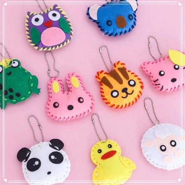 [Handmade Toys] 10pcs/Set Children Handmade Hanging Ornaments, Children's Non-Woven Fabric Art And Handicraft, Random 10 Animal Styles
